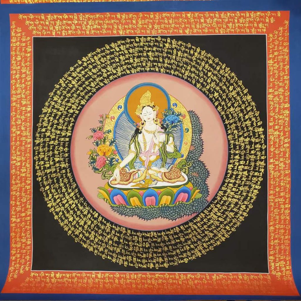 编号191-124345：彩绘唐卡-白度母坛城（40*40CM左右）
