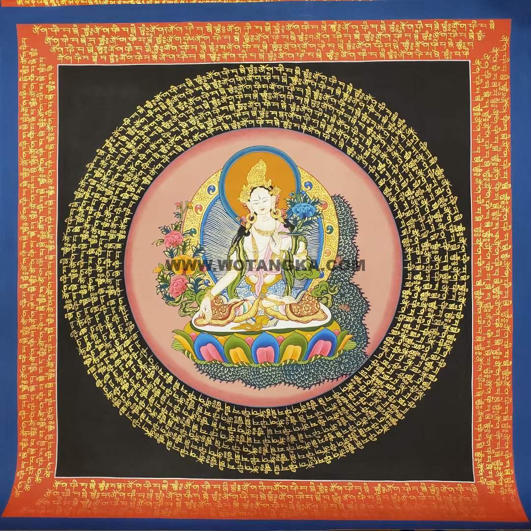 编号191-124345：彩绘唐卡-白度母坛城（40*40CM左右）