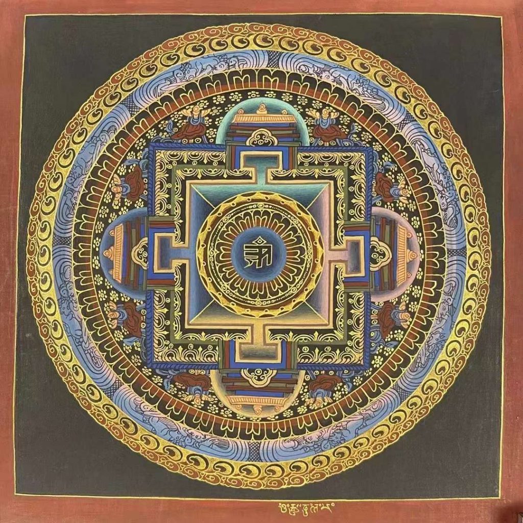 编号191-165415：彩绘唐卡-时轮金刚坛城（30*30CM左右）