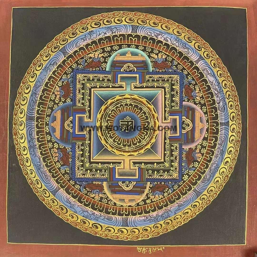 编号191-165415：彩绘唐卡-时轮金刚坛城（30*30CM左右）