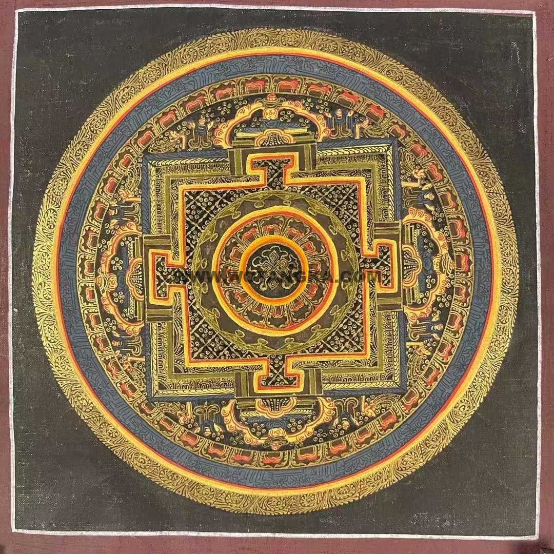 编号191-338186：彩绘唐卡-时轮金刚坛城（30*30CM左右）