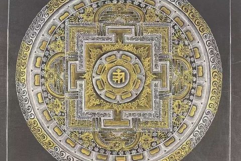 编号191-347973：黑金唐卡-时轮金刚坛城（30*30CM左右）