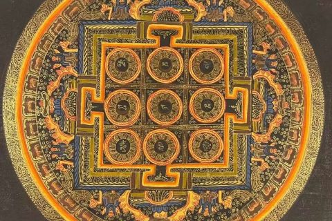 编号191-349644：彩绘唐卡-时轮金刚坛城（30*30CM左右）