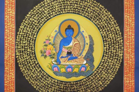 编号191-441965：彩绘唐卡-药师佛坛城（40*40CM左右）