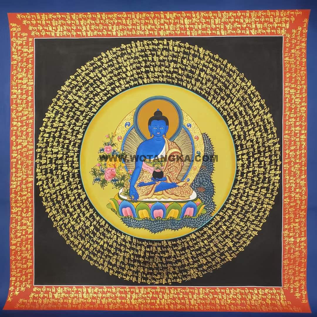 编号191-441965:彩绘唐卡-药师佛坛城(40*40CM左右)