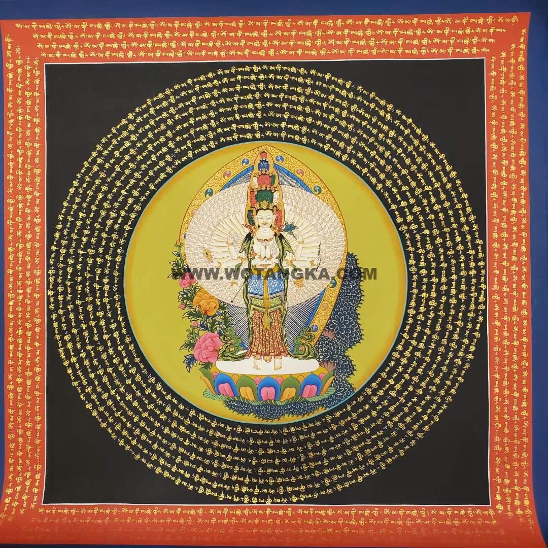 编号191-455877：彩绘唐卡-千手观音坛城（40*40CM左右）