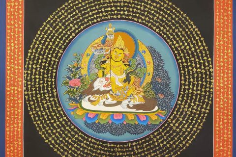编号191-500180：彩绘唐卡-财宝天王坛城（40*40CM左右）