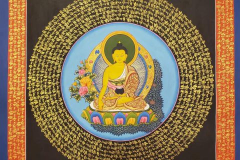 编号191-630758：彩绘唐卡-释迦牟尼佛坛城（40*40CM左右）