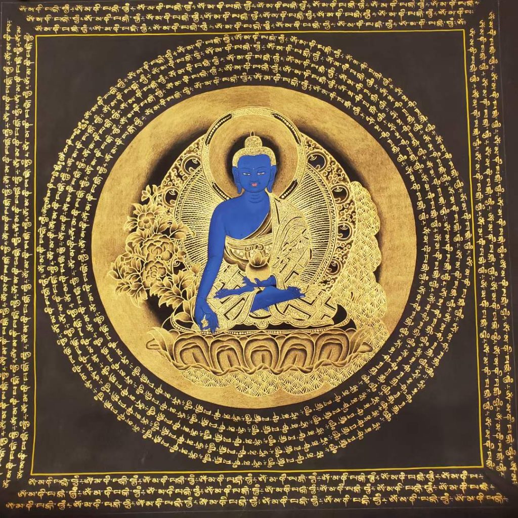 编号191-663364：黑金唐卡-药师佛坛城（40*40CM左右）