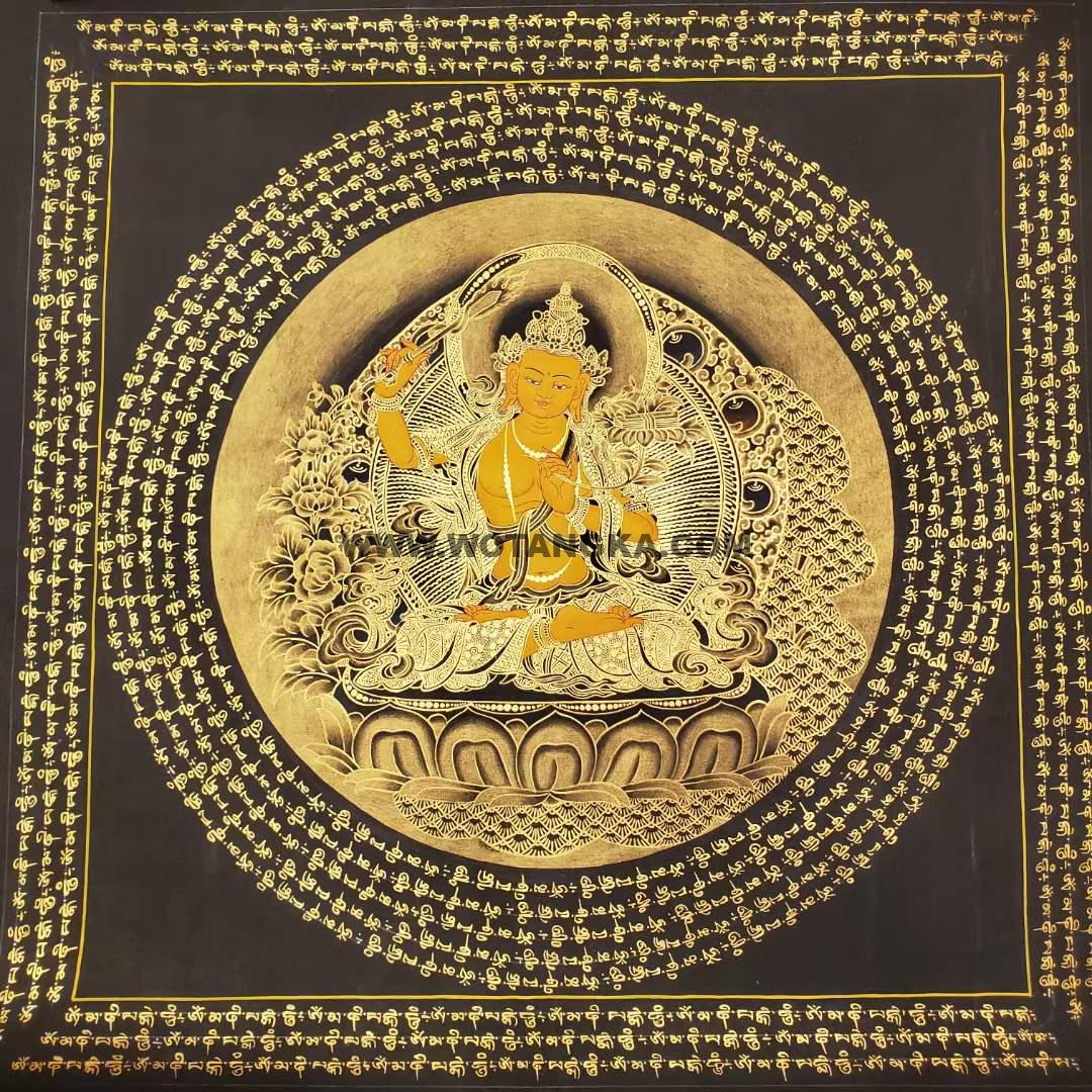 编号191-694200：黑金唐卡-文殊菩萨坛城（40*40CM左右）