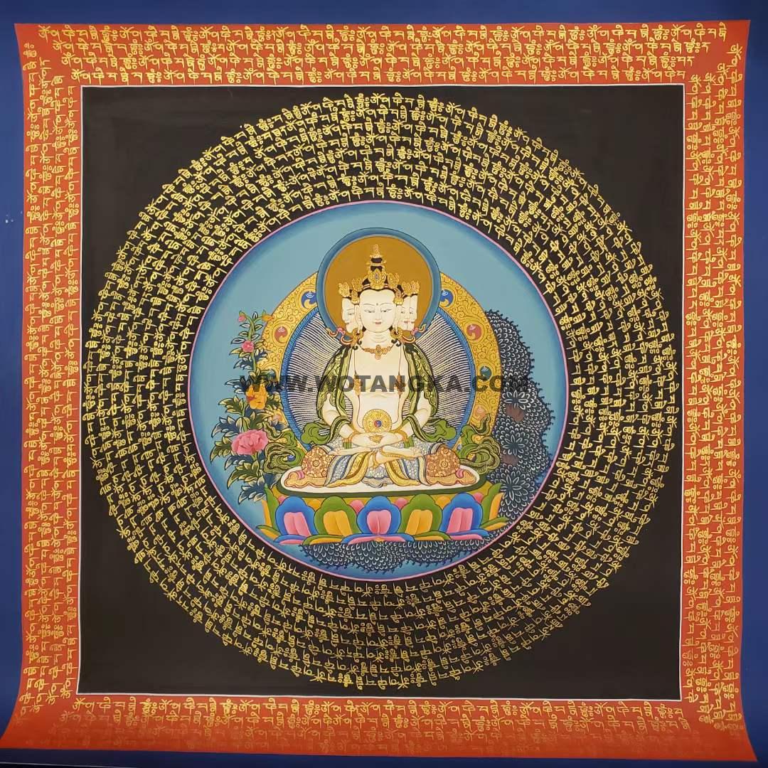 编号191-733214：彩绘唐卡-四面大日如来坛城（40*40CM左右）