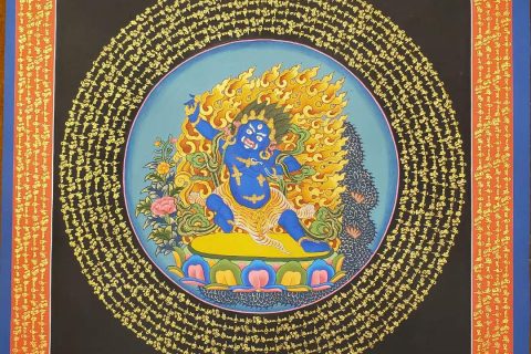 编号191-950410：彩绘唐卡-金刚手菩萨坛城（40*40CM左右）