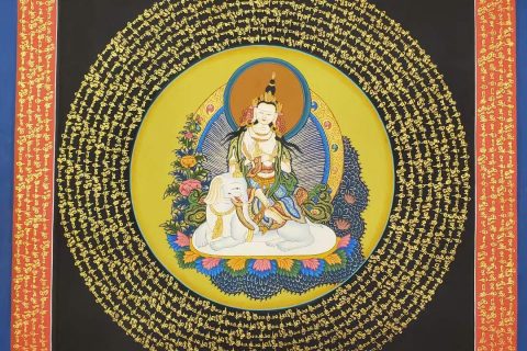 编号191-975786：彩绘唐卡-普贤菩萨坛城（40*40CM左右）