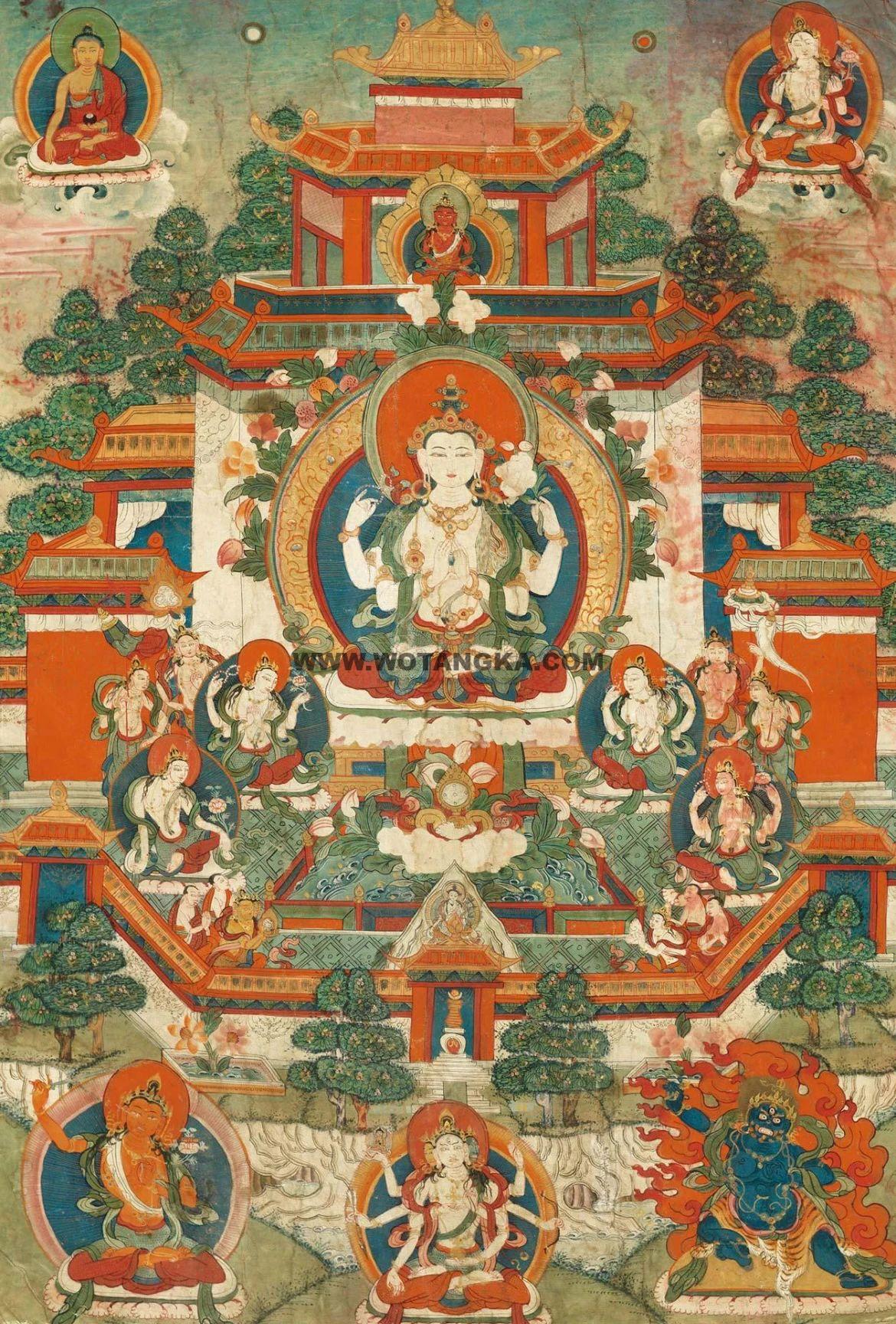 沃唐卡编号AC21655：四臂观音