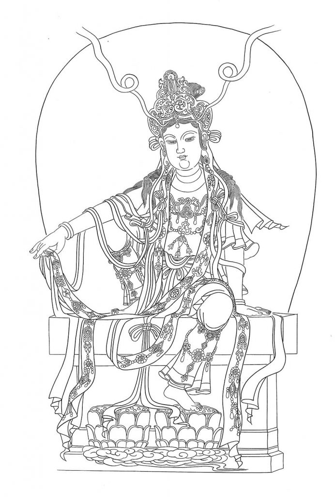 沃唐卡-唐卡白描线稿编号RD18317：静息观音