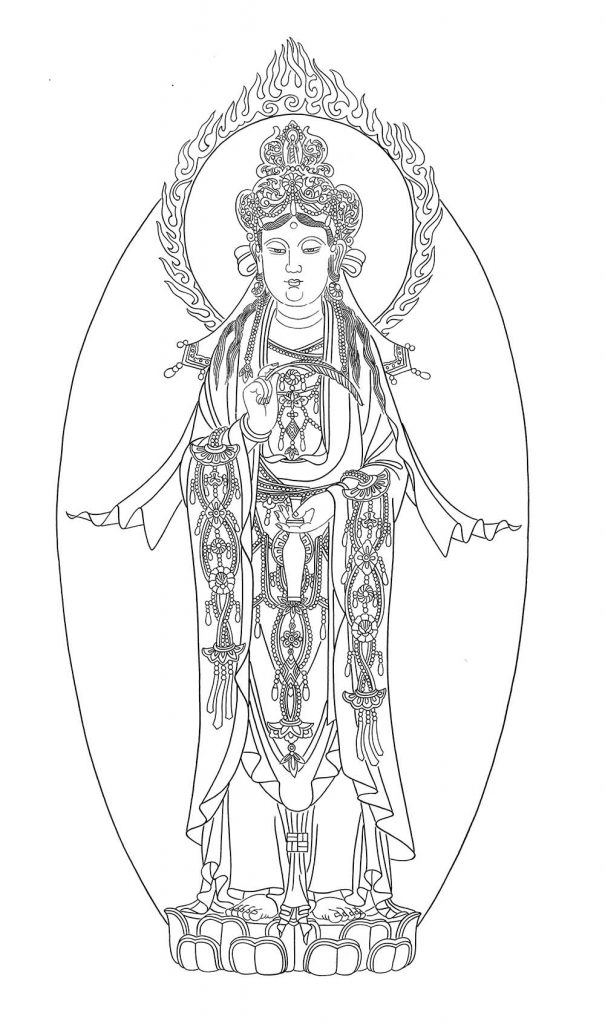沃唐卡-唐卡白描线稿编号RD24294：持莲观音