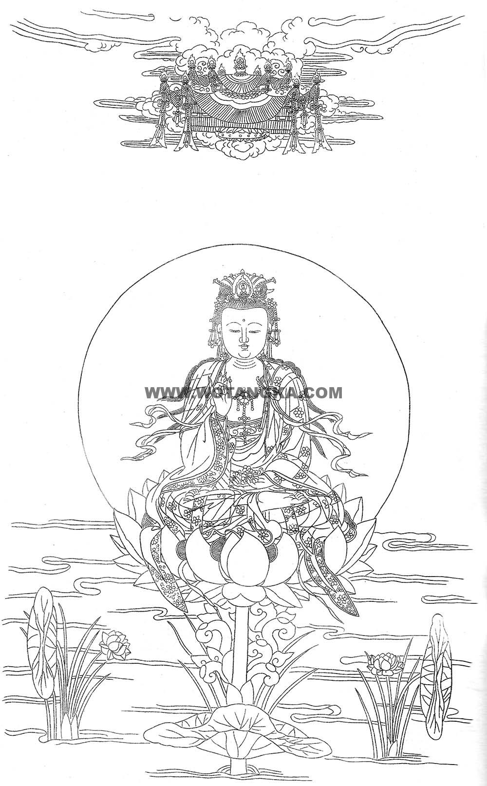 沃唐卡-唐卡白描线稿编号RD51037:说法如来