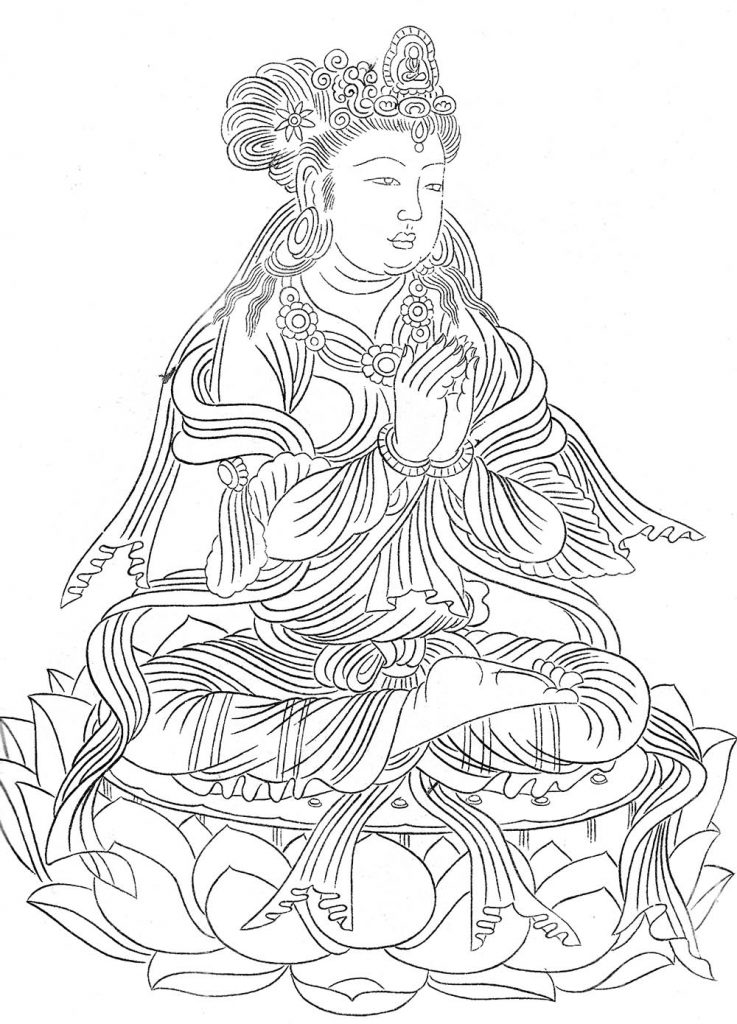 沃唐卡-唐卡白描线稿编号RD57757：如意菩萨