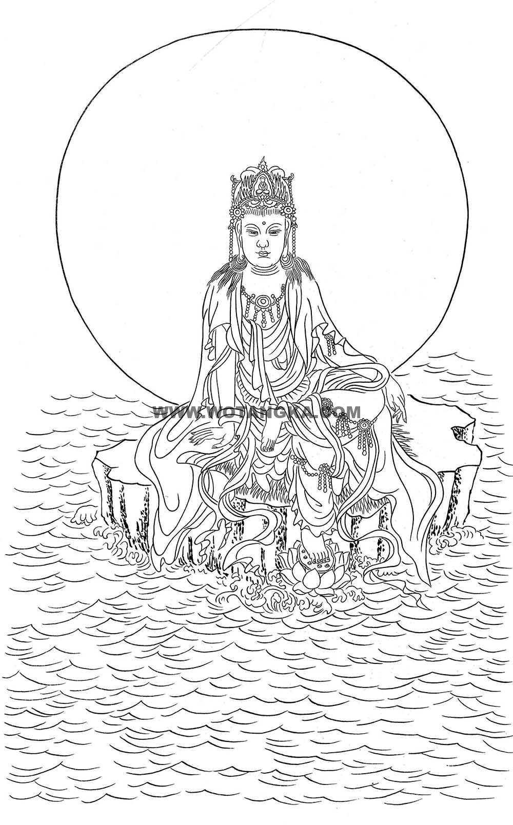 沃唐卡-唐卡白描线稿编号RD61823：如意观音
