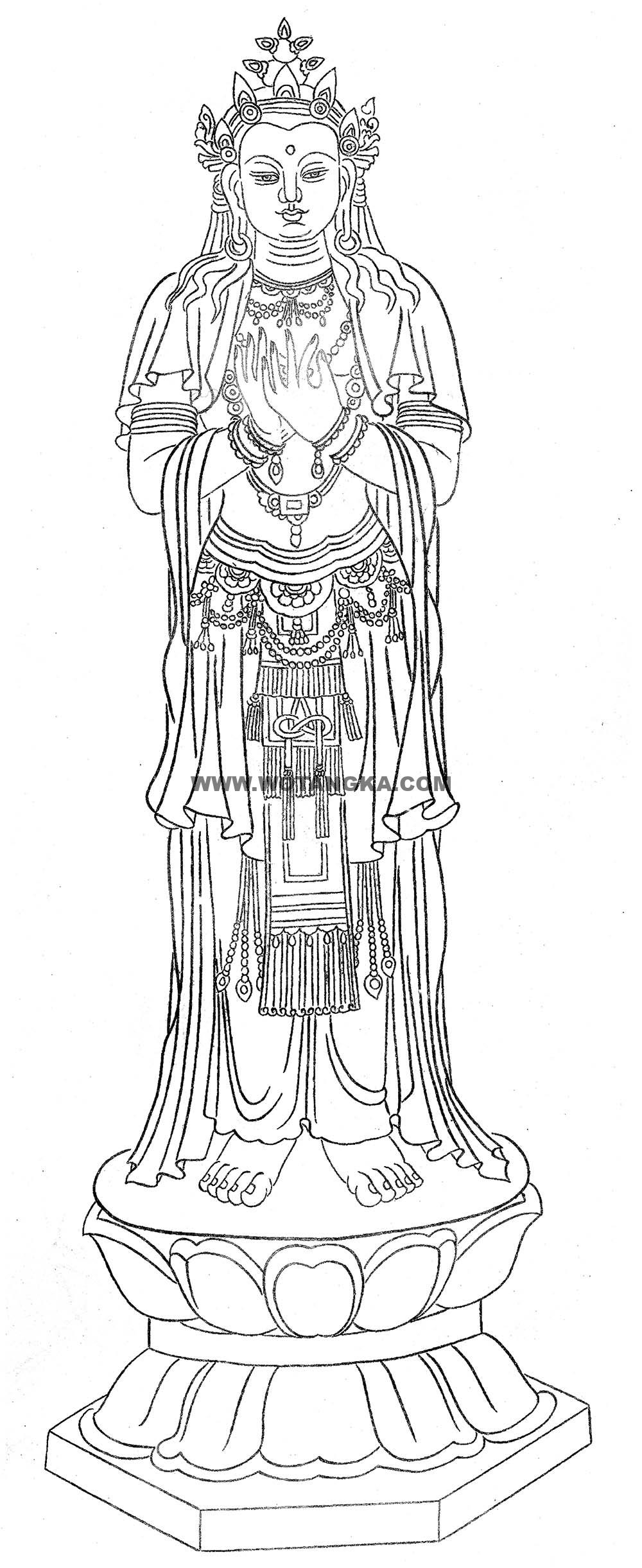 沃唐卡-唐卡白描线稿编号RD65273：弥勒菩萨