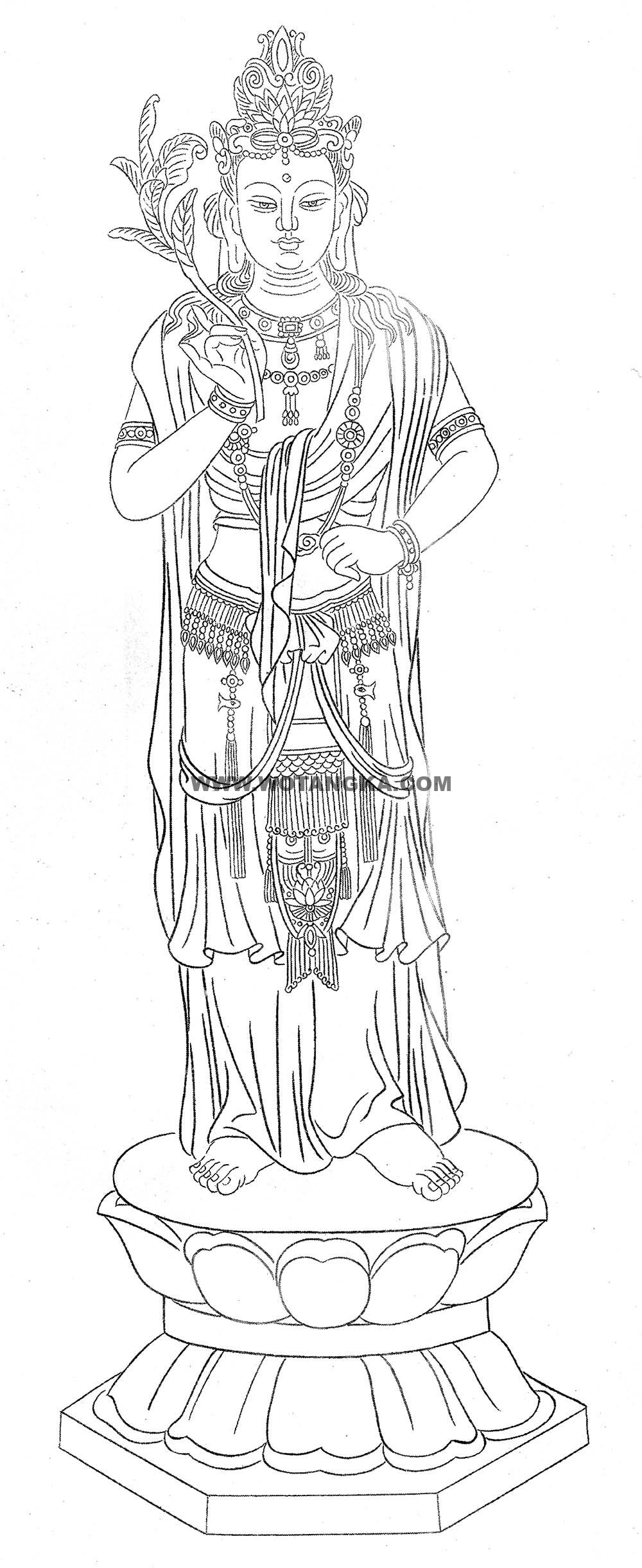 沃唐卡-唐卡白描线稿编号RD73200：大势至菩萨