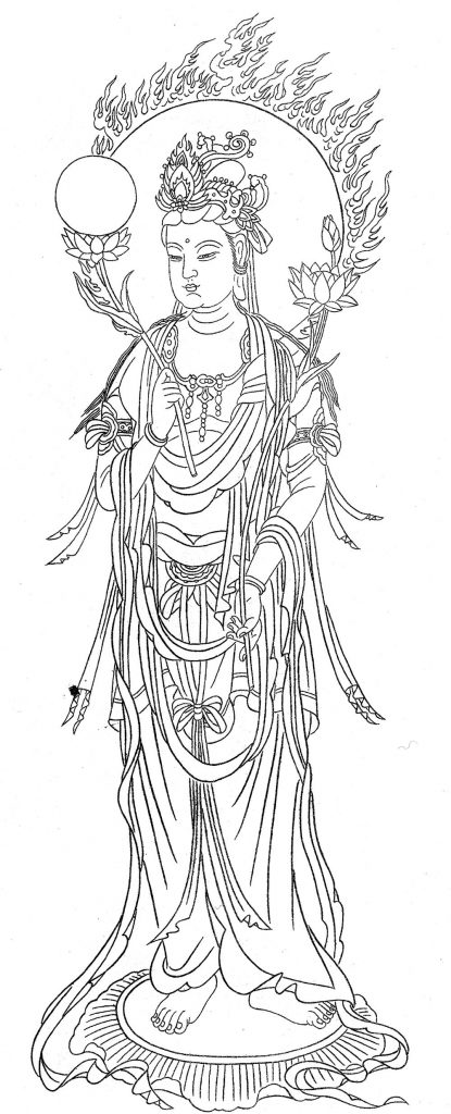 沃唐卡-唐卡白描线稿编号RD74351：日光菩萨