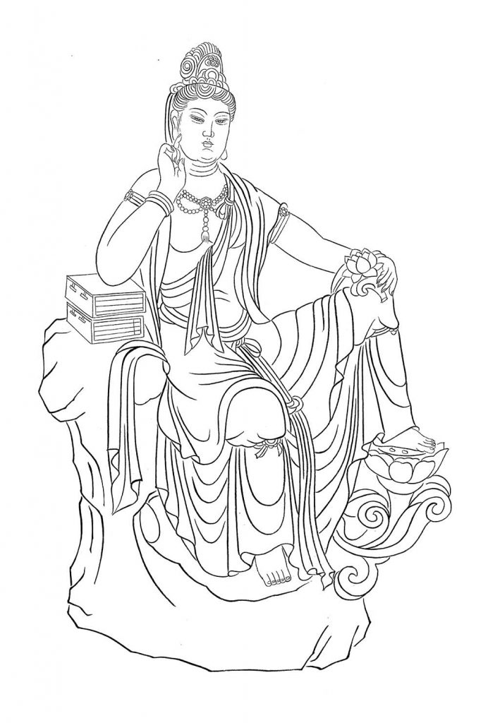 沃唐卡-唐卡白描线稿编号RD83479：静思观音