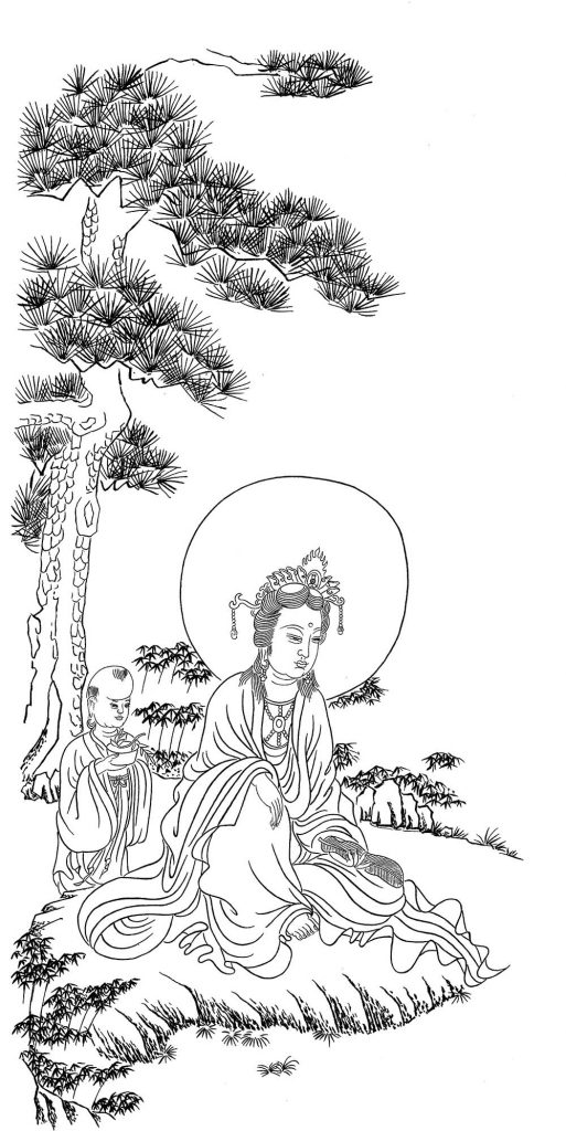 沃唐卡-唐卡白描线稿编号RD84284：观音静息图