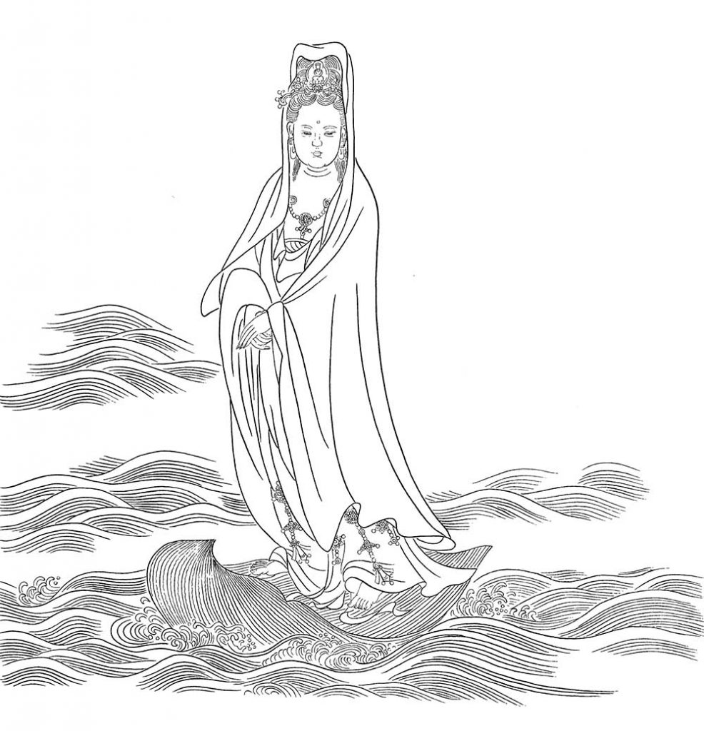 沃唐卡-唐卡白描线稿编号RD94263：白衣观音