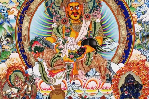 编号138-118928：彩绘唐卡-黄财神·五方财神（90*61CM左右）