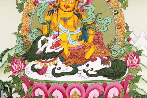 编号138-120491：彩绘唐卡-财宝天王（61*43CM左右）
