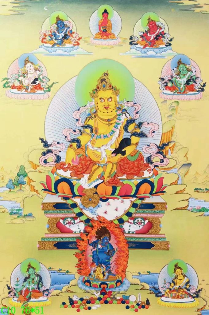 编号138-127574：彩绘唐卡-黄财神·五方财神（76*51CM左右）