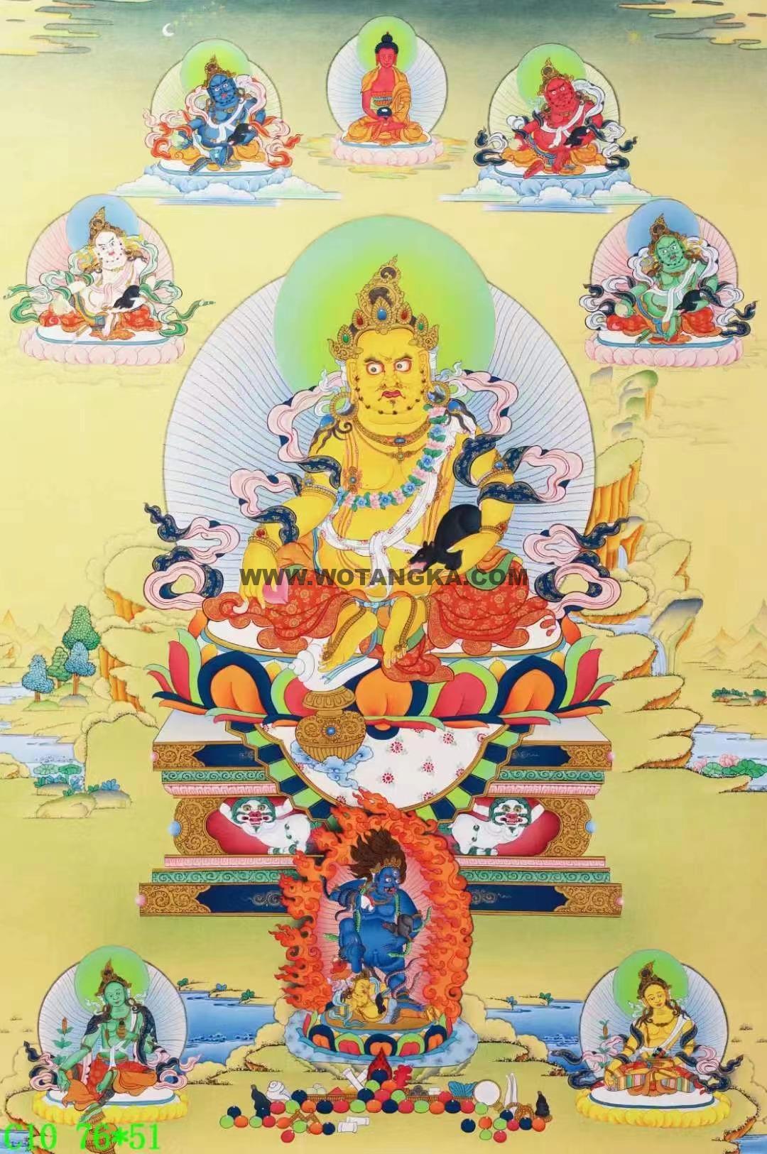编号138-127574:彩绘唐卡-黄财神·五方财神(76*51CM左右)
