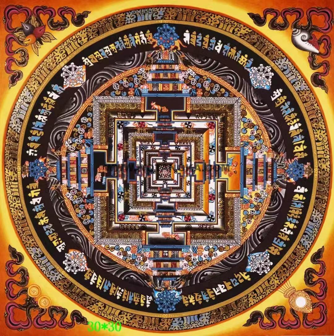编号138-127809：彩绘唐卡-时轮金刚坛城（30*30CM左右）