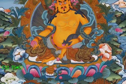 编号138-129226：彩绘唐卡-黄财神·五方财神（75*53CM左右）