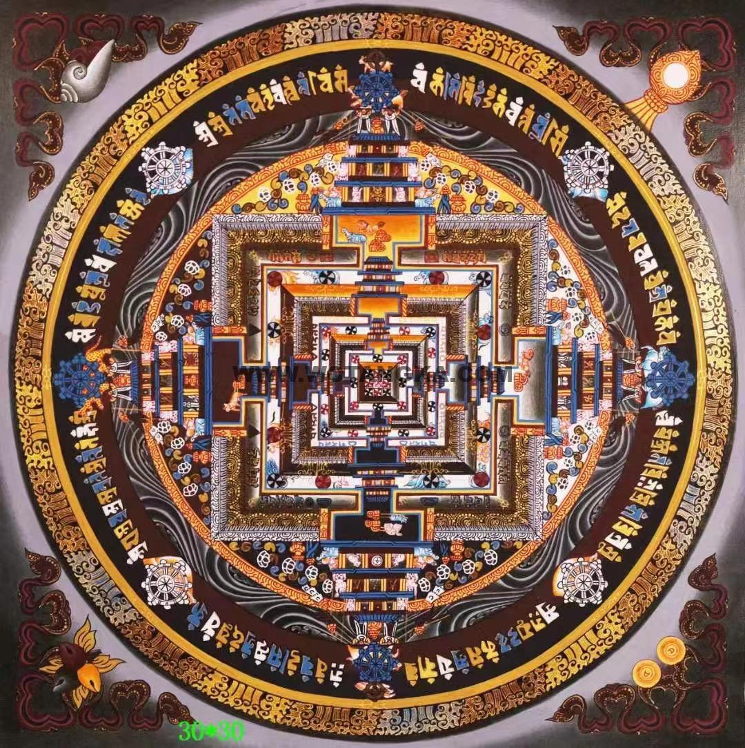 编号138-131754：彩绘唐卡-时轮金刚坛城（30*30CM左右）