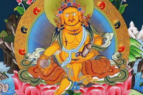 编号138-152569：彩绘唐卡-黄财神（76*53CM左右）