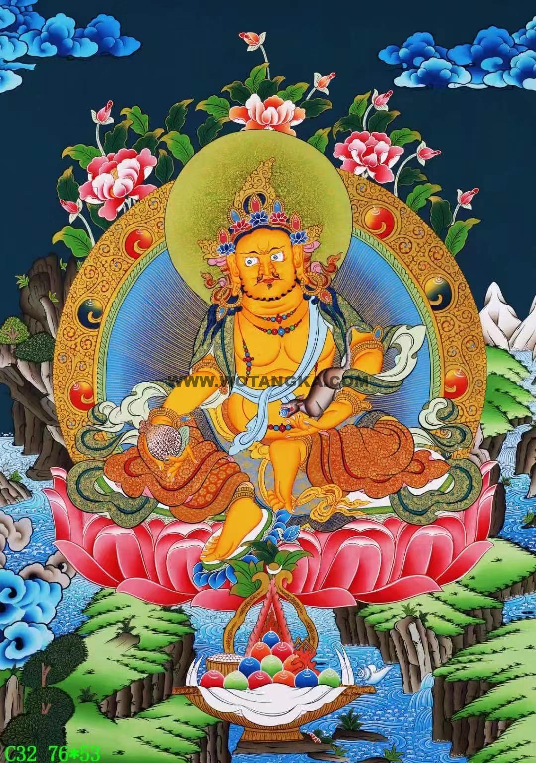 编号138-152569：彩绘唐卡-黄财神（76*53CM左右）