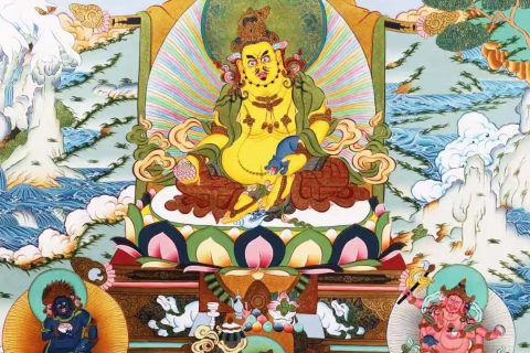 编号138-182351：彩绘唐卡-黄财神·五方财神（76*52CM左右）