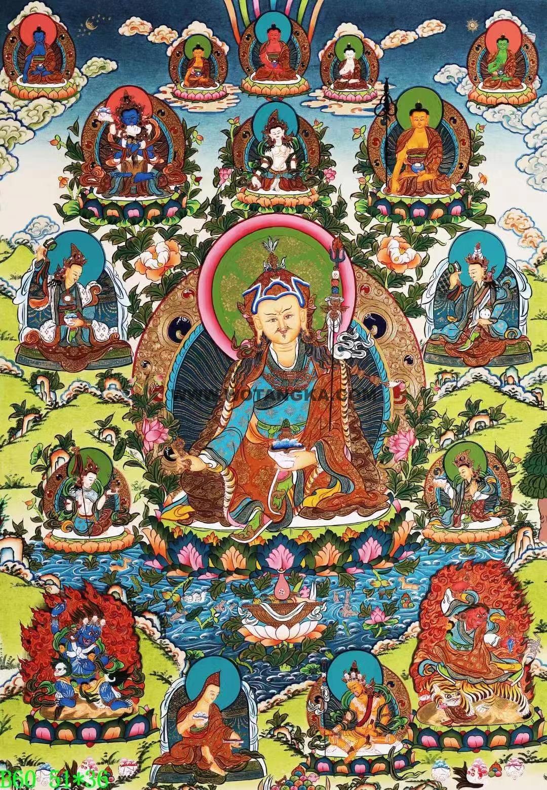 编号138-187848:彩绘唐卡-莲花生大士·莲师八变(51*36CM左右)