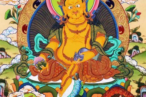 编号138-190027：彩绘唐卡-黄财神·五方财神（76*53CM左右）