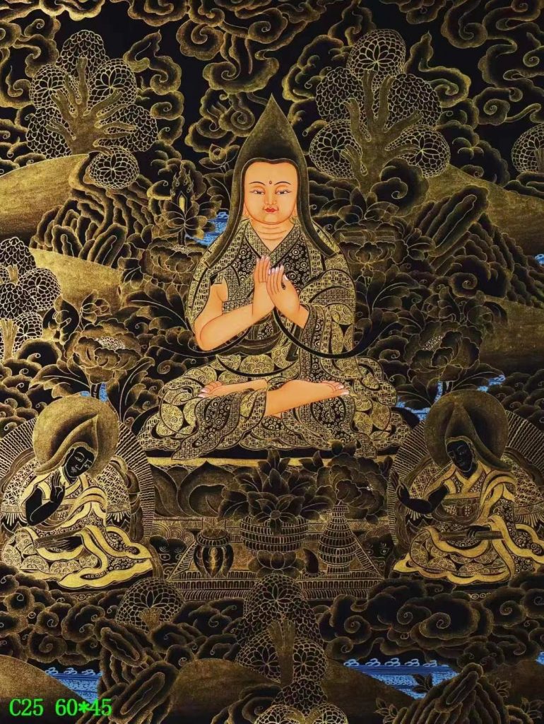 编号138-193331：黑金唐卡-宗喀巴（60*45CM左右）