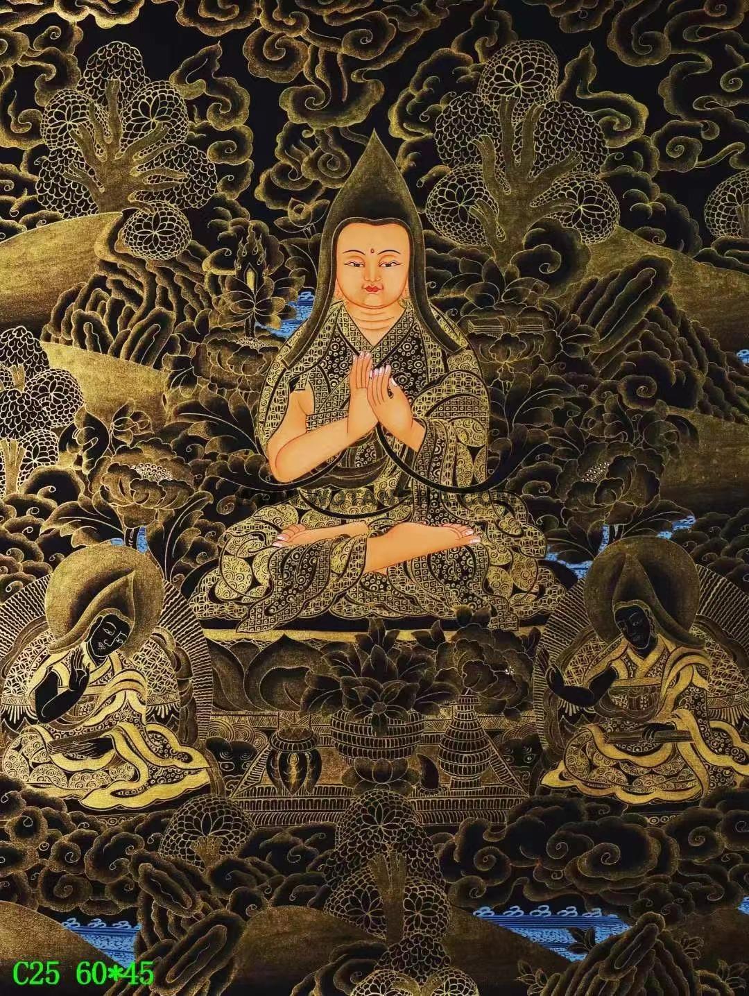 编号138-193331：黑金唐卡-宗喀巴（60*45CM左右）