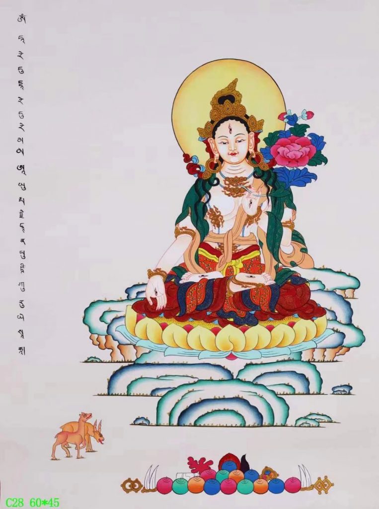 编号138-201580：彩绘唐卡-白度母（60*45CM左右）