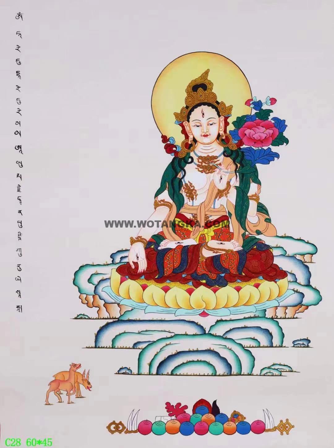 编号138-201580：彩绘唐卡-白度母（60*45CM左右）