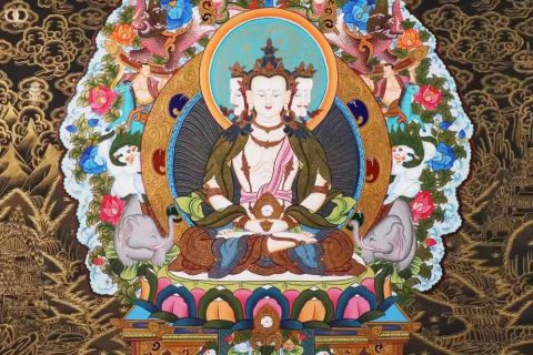 编号138-234487：彩绘唐卡-四面大日如来（88*63CM左右）