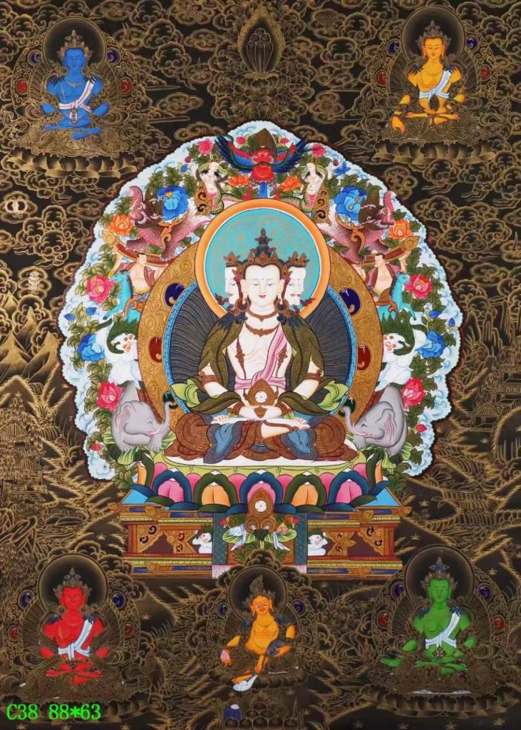 编号138-234487：彩绘唐卡-四面大日如来（88*63CM左右）