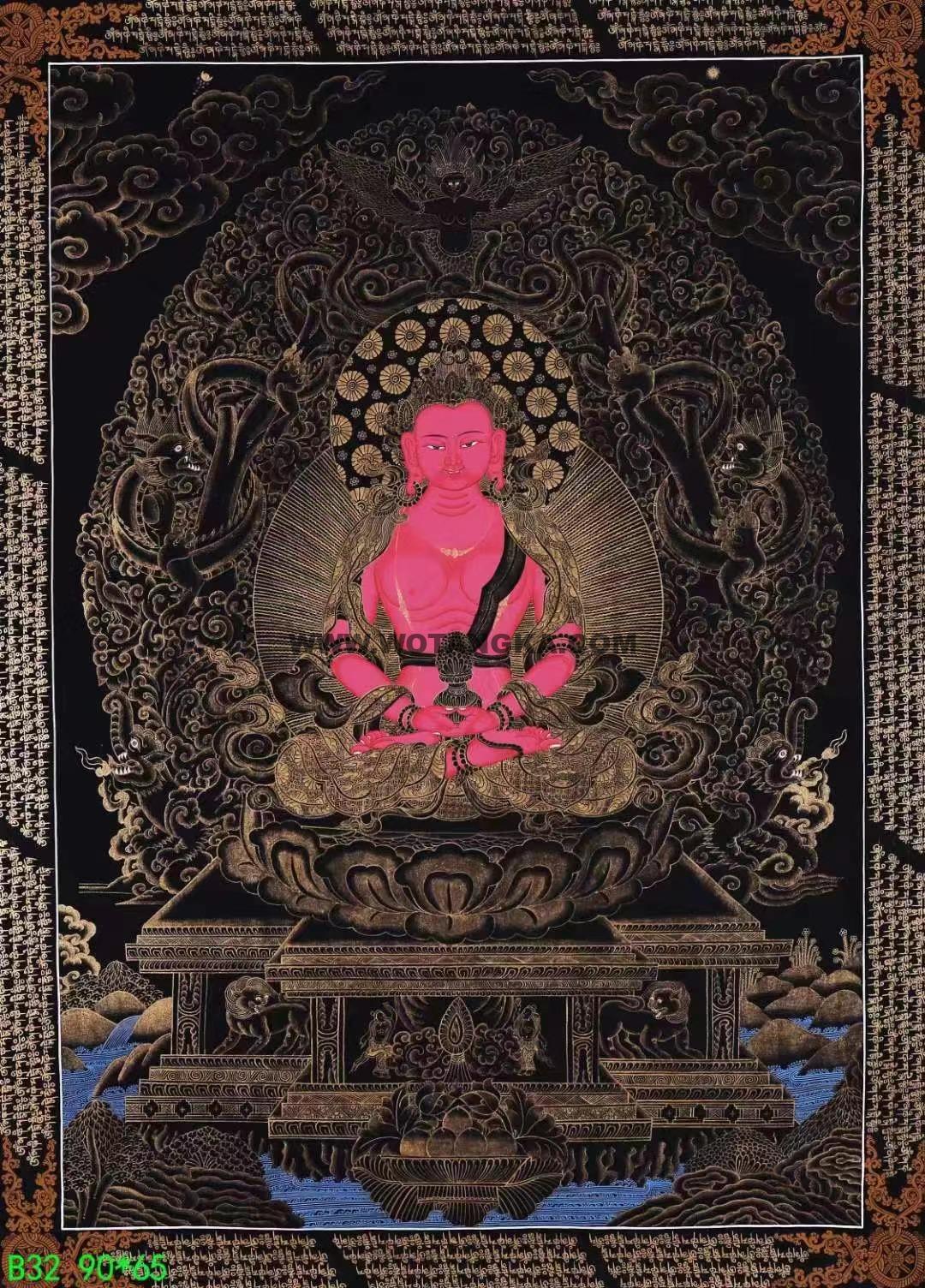 编号138-238928:黑金唐卡-长寿佛(90*65CM左右)