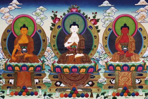 编号138-240905：彩绘唐卡-五方佛（61*152CM左右）