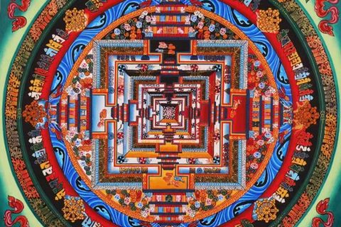 编号138-249965：彩绘唐卡-时轮金刚坛城（30*30CM左右）